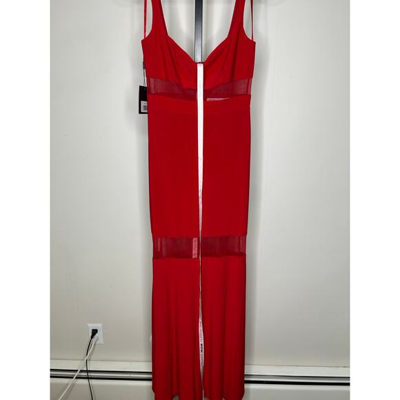 Ieena for MacDuggal-size 4-sheer mesh panel detail‎ column gown red NWT - Picture 3 of 8